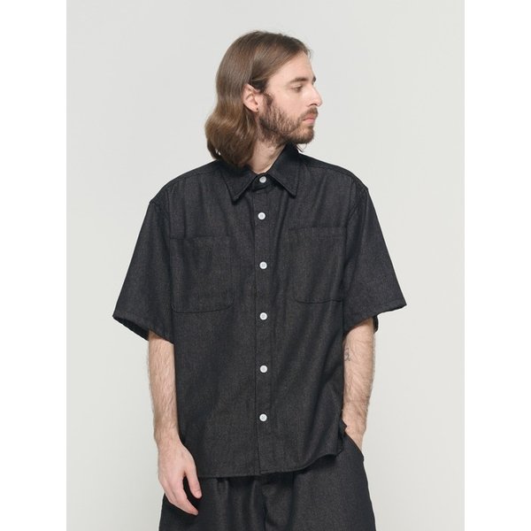 WASHED NON-FADE HALF SHIRT (BLACK)
