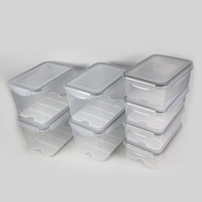 신선 트레이 물빠짐 채반 밀폐용기 8종 세트 (2000ml, 3700ml 혼합구성)