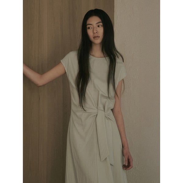 MANDY TIE LONG DRESS_CREAM