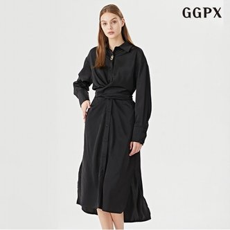 GGPX 정상가:119,000원  페미닌 카라넥 랩스타일 긴팔 롱 원피스 (GOCOW005D)