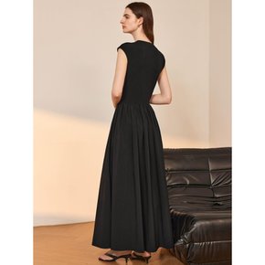 YY_Waist pleated dress_BLACK