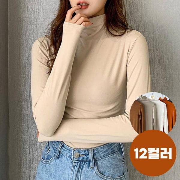 확대된 대표 여성 목폴라 스판 긴팔 티셔츠(1)