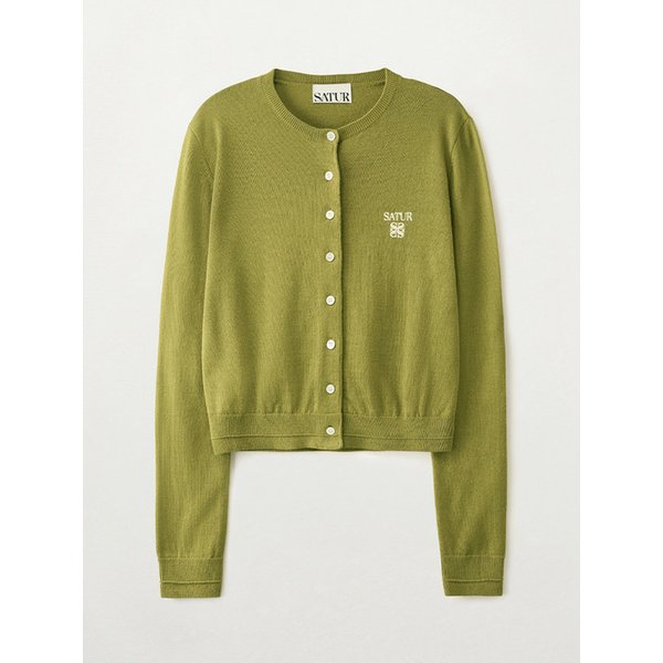 [이민정PICK](W) 로렌 베이직 크루넥 파인 가디건_올리브 그린