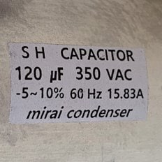 350V 350VAC 120uF 국산 미래 콘덴서 CE 특허 전동기 모터 기동 스타팅 기기용 캐패시터 알루미늄캔타입 Motor Starting