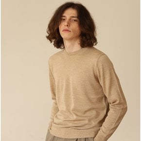 Wool soft round neck knit (Beige)