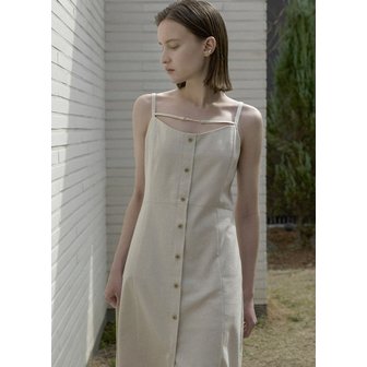 나인(Atelier Nain) (OP-6205)SLEEVELESS LINEN CHAIN DRESS