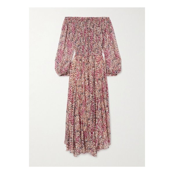 에뜨왈 볼가 오프숄더 프린트 크레퐁 맥시 드레스 핑크 1647597325996697