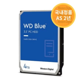 웨스턴디지털 WD BLUE 4TB 3.5인치 HDD 하드디스크 WD40EZAX (SATA3/5400/256M)