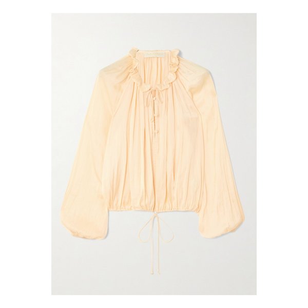 로레트 개더 워싱 새틴 블라우스 크림 46376663162870655