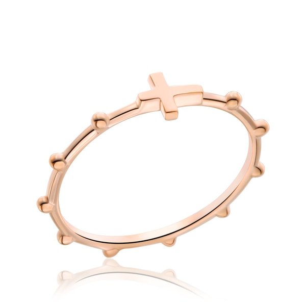 [비앤비골드] 14K 가로 십자가 종교 묵주 반지 SRS36870