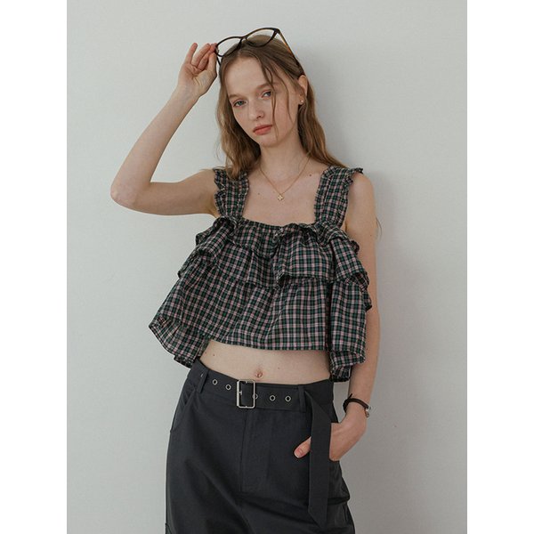 DD_Check frill crop top_GREEN
