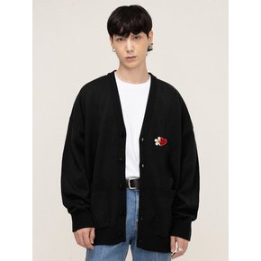 [UNISEX]플라워 하트 하프스마일 자수 니트 가디건_5color