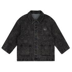 BK4HJJ12GY  Grey BB Heart Pattern Denim Jacket