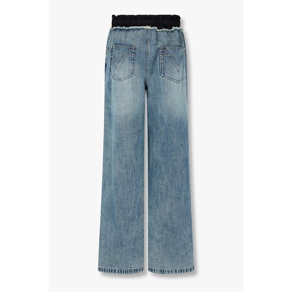 웨이스트 우븐 이밴드 와이드 데님 팬츠 7126155100140