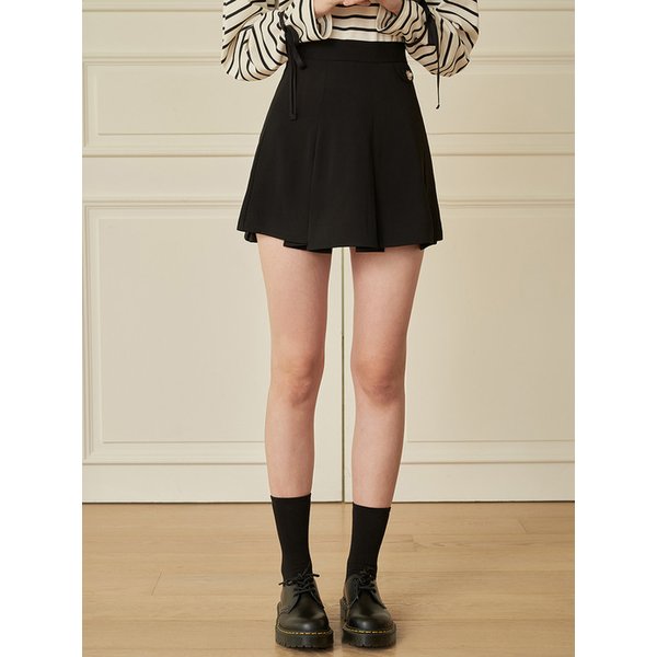 PLEATS BUTTON SKIRT - 3COLOR