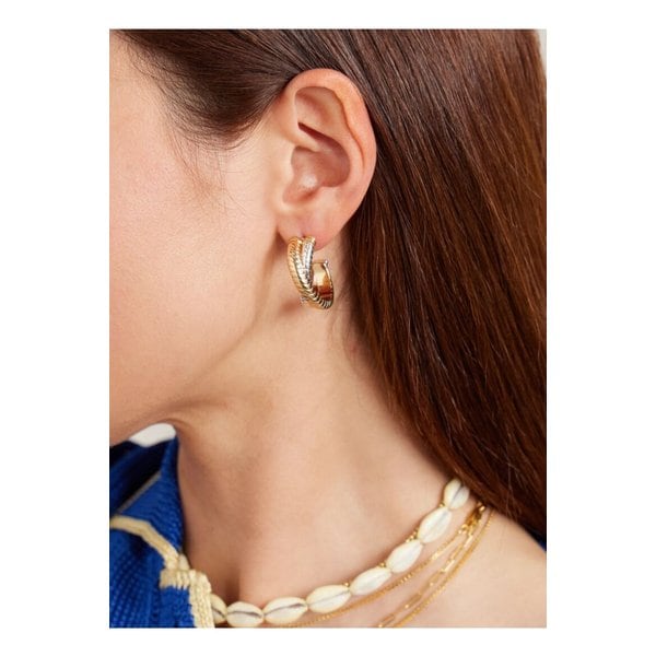 록산느 애슐린 더 더블 코브라 골드 실버톤 후프 이어링 46376663162892635