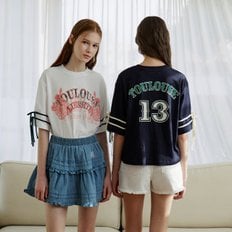[BLUE LABEL] 프린팅 스트링 크롭 반팔티셔츠 (ER2OTH05)