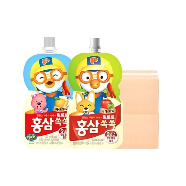 [G] 팔도 뽀로로 홍삼쏙쏙 40개 혼합 (사과매실 20개 + 배도라지 20개)