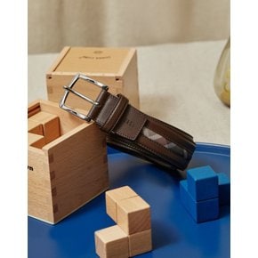 [24SS] [스테디셀러]브라운 라인배색 소가죽 벨트 WBBE4E512W2