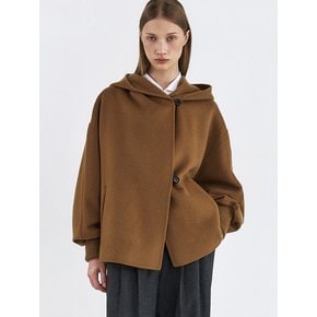 VOLUME HOODED HANDMADE SHORT COAT [BLACK][CAMEL]