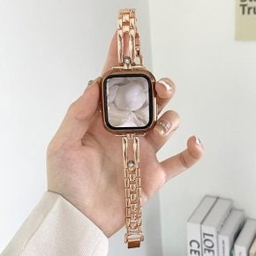 애플워치 SE2 44mm 40mm 슬림 메탈 스트랩 체인 큐빅 보석 밴드 시계줄