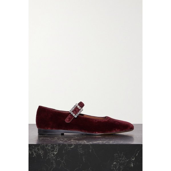 르 몽드 베릴 크리스털 장식 벨벳 메리 제인 발레리나 플랫 퍼플 1647597326089897