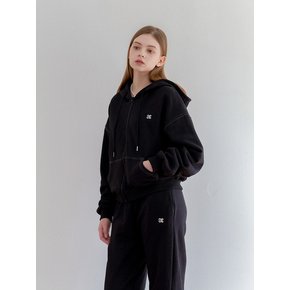 STITCH HOOD ZIP-UP PANTS SET UP_BLACK