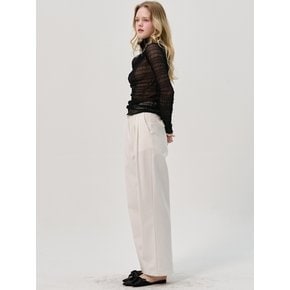 Semi Wide Pintuck Cotton Pants_White