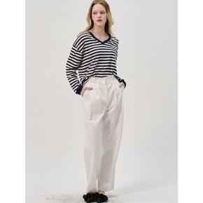 Semi Wide Pintuck Cotton Pants_White