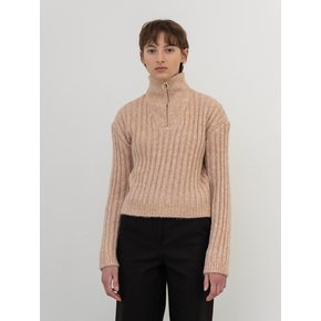 alpaca golgi knit zip-up (apricot)