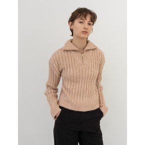 alpaca golgi knit zip-up (apricot)