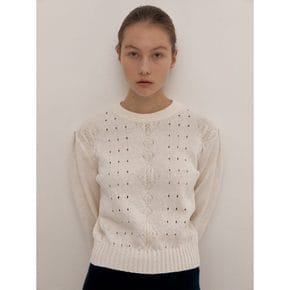 Cotton Blended Cable Skashi Pullover Ivory (WE4251T320)