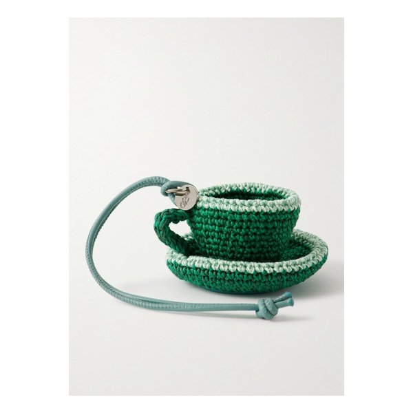 티컵 가죽 트리밍 크로셰 백 참 그린 46376663162878798