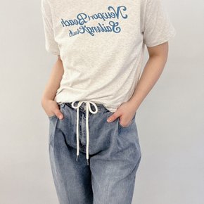 / (5color) 데일리 레터링 배색 반팔 티셔츠