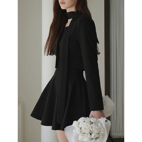 26SS 멜로우 타이 크롭 자켓, 블랙 (2color)