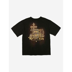 Garment Washed Lettering Graphic Tee Black