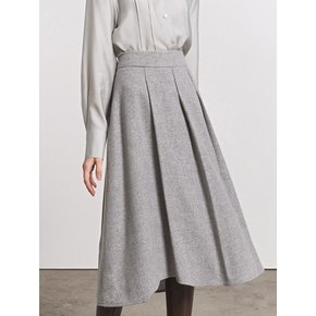 Wool Flared Skirt_Melange Gray