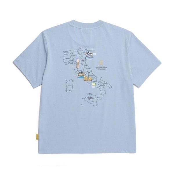 [여주점] N252UTS092 크로우 유니 COOL MAX 월드맵 그래픽 베이직핏 반팔 티셔츠스톰블루