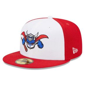 4874561 New Era Mens White/Red Tulsa Drillers Marvel x Minor League 59FIFTY Fitted Hat