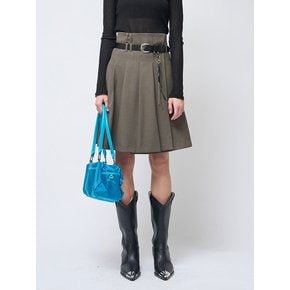 Double belt loop Knee length Skirt Mocha brown(벨트 증정)