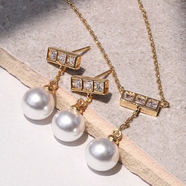 14k G.F 귀걸이/목걸이 SET 테린 진주 드롭 SET SET0333