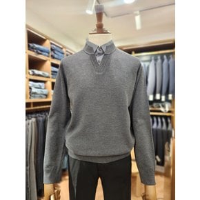 [여주점] 코오롱 브렌우드 남성 워셔블 레이어드 니트 셔츠 BRWAX25161GYD