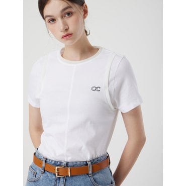 CC콜렉트 [씨씨콜렉트]시스루 배색 하프슬리브 티셔츠_C252PSM054