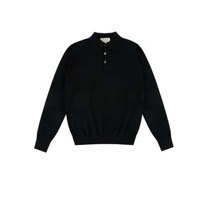 Essential Soft long sleeve polo knit (Black)