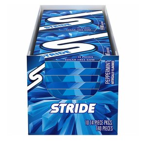  [해외직구]Stride Peppermint Sugar Free Gum 스트라이드 페퍼민트 무설탕 껌 14피스 10팩
