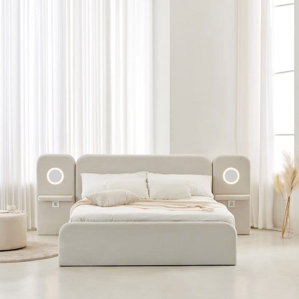 동서가구 소프티 아쿠아텍스 패브릭 호텔 LED 수납 침대 프레임 Q DF926447