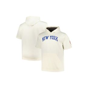 4118903 PROFILE Mens Profile Oatmeal New York Mets Big  Tall Contrast Short Sleeve Pullove