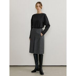 VERY WOOL TWILL MIDI SKIRTS_2COLOR