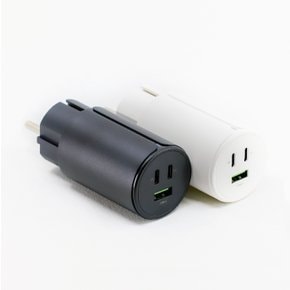 이엘 멀티 3포트 GaN 65W PD PPS USB 고속 충전기 블랙/화이트