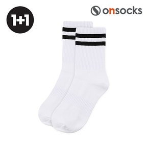 [1+1] 온삭스 더블 스트라이프 양말 LONG 화이트_